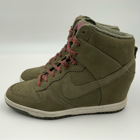Nike Dunk Sky High Olive Green Suede Hidden Wedge Sneakers. Women’s Size 8. - Picture 4 of 10